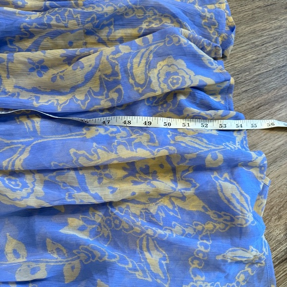 Free People Julianna Maxi Dress Blue Floral Flowy Oversized Boho Size Med FLAW - Picture 11 of 12